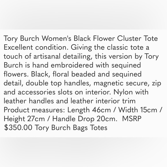 Tory Burch Flower Cluster Tote in Black - Picture 10 of 10